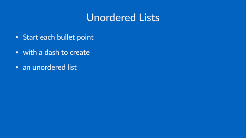 Unordered Lists