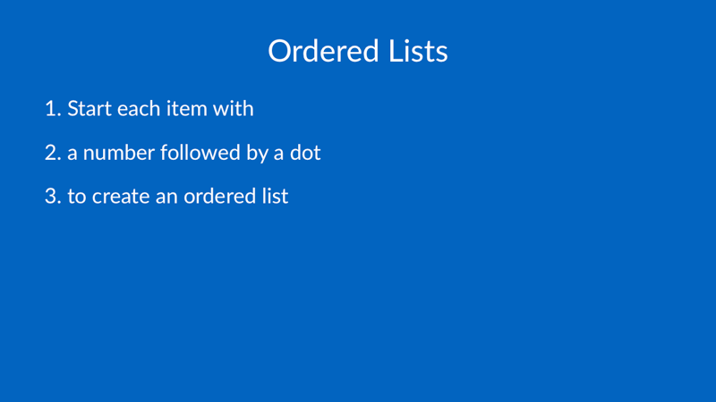 Ordered Lists